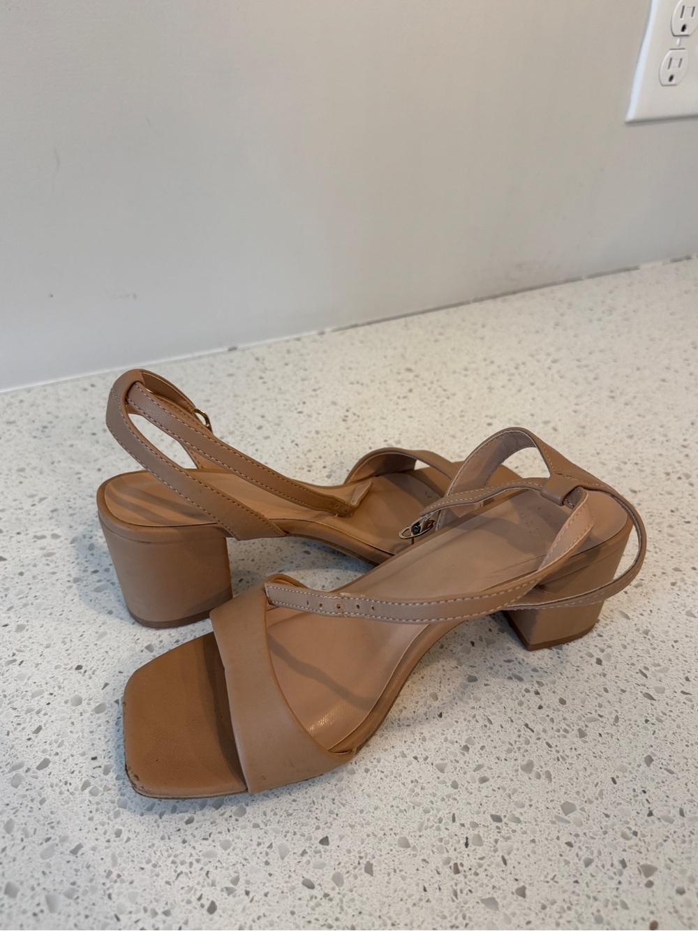 a new day Nude/Tan Low Block Heel Slingback Sandals